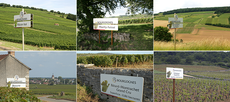 Anciens panneaux d'appellation en Bourgogne